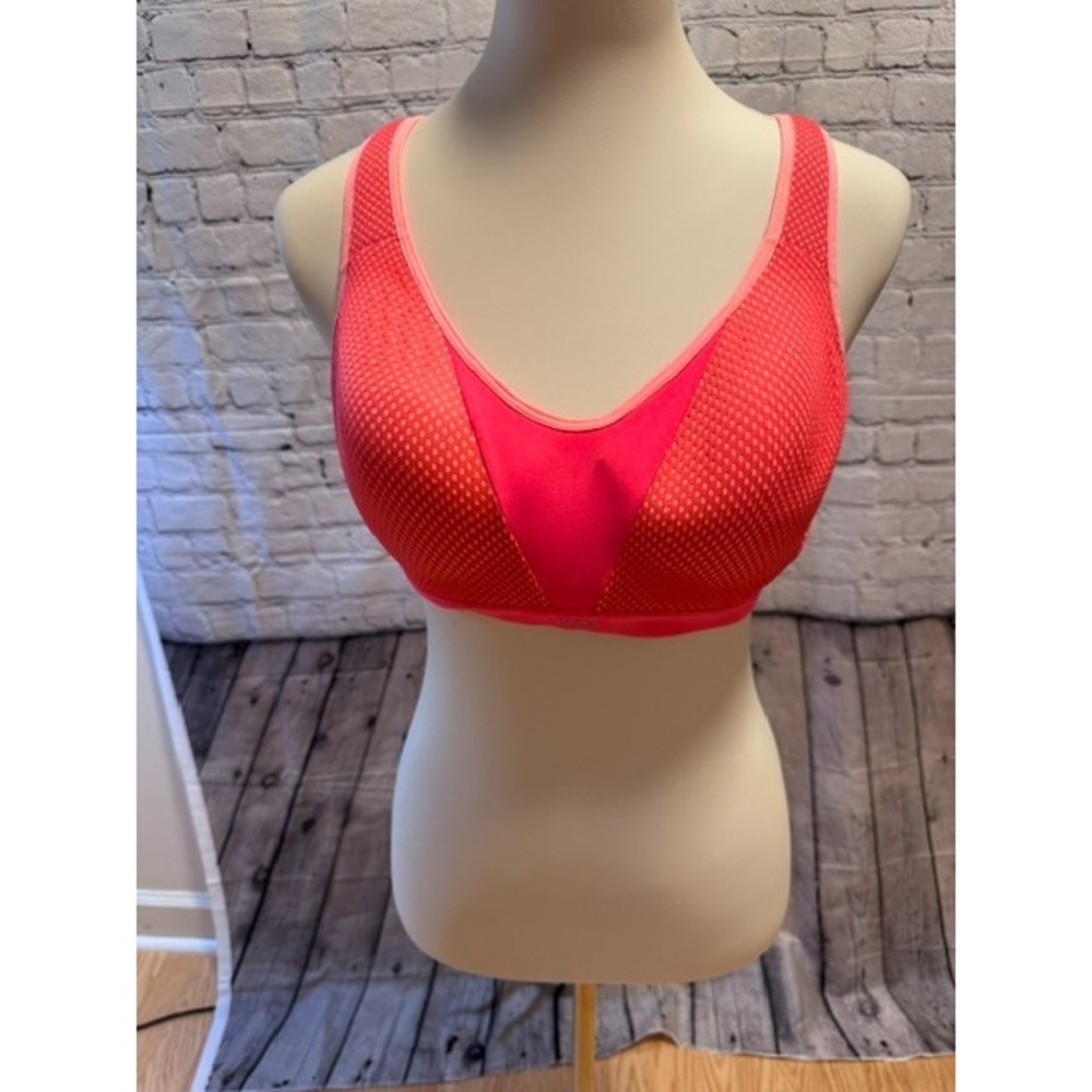 Victoria's Secret VSX Incredible Sports Bra 36C‎ Coral Orange Mesh EUC
